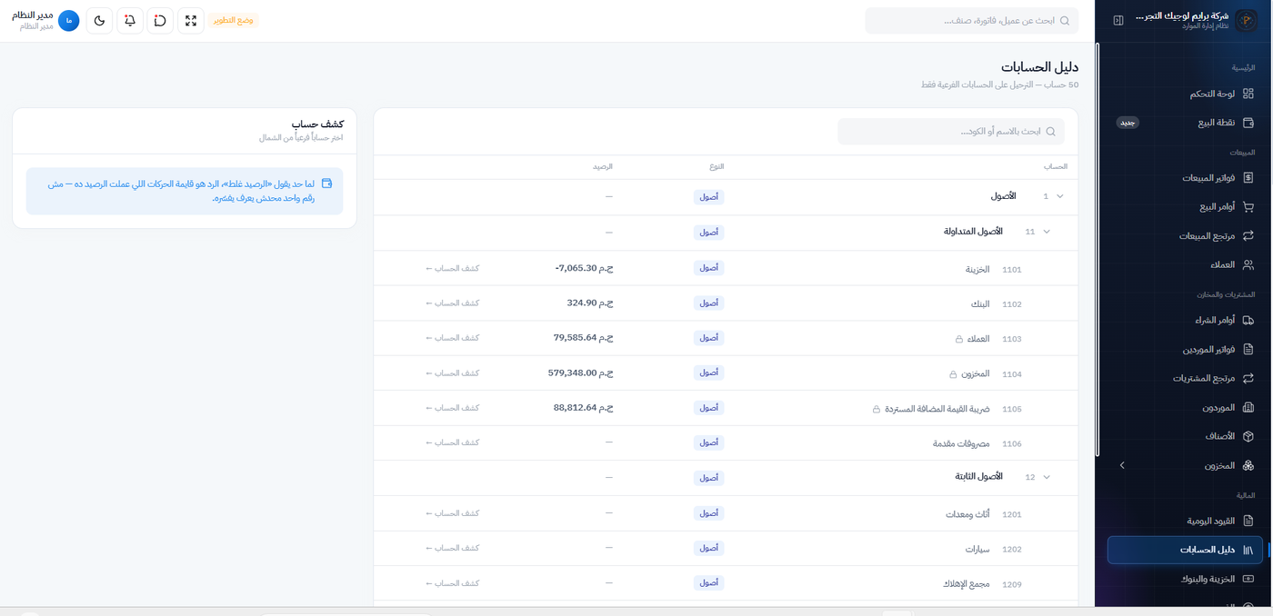 دليل الحسابات في نظام ERP